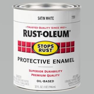 Rust-Oleum® Stops Rust®, Satin Protective Enamel, White, Oil-Based, Quart