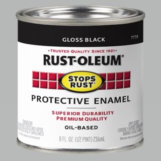 Rust-Oleum® Stops Rust®, Gloss Protective Enamel, Black, Oil-Based, Half Pint