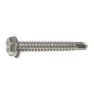 MIDWEST #10-16 x 1-1/2 in.  410 Stainless Steel Hex Washer Head Self-Drilling Screws, 32 Count