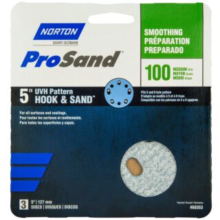 Norton 5 in. ProSand UVH Pattern Hook & Sand Discs 100 Grit, 3 Pack
