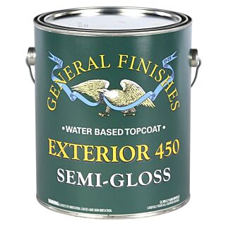 General Finishes®, Water-Based Exterior 450 Clear Topcoat, Semi-Gloss, Gallon