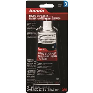Bondo 907 Glazing and Spot Putty, Liquid, Paste, Red, 4.5 fl-oz Tube