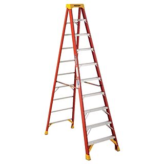 WERNER 10 ft. Type IA,  9-Twin Step, Fiberglass Step Ladder