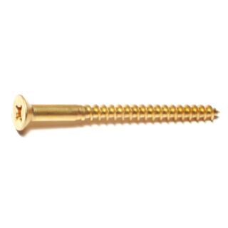 MIDWEST #10 x2-1/2 in. Brass Phillips Flat Head Wood Screws, 15 Count