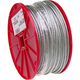 Campbell 7000627 Aircraft Cable, 840 lb Working Load Limit, 250 ft L, 3/16 in Dia, Galvanized Steel