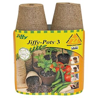 Jiffy JP322 Peat Pot, 6.62 in L Tray, 3.37 in W Tray, 8-3/4 in H Tray, Peat Moss