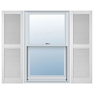 Cellwood White Vinyl Louvered Shutters with midrail (1 Pair)