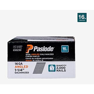Paslode Collated Finish Nails, 16 Gauge Angled, 1-1/4 in., Galvanized, 2,000 Count
