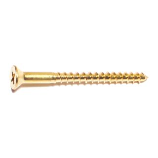 MIDWEST #8 x  2 in. Brass Phillips Flat Head Wood Screws 30 Count