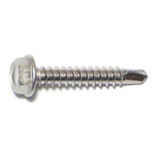 MIDWEST #8-18 x 1 in. 410 Stainless Steel Hex Washer Head Self-Drilling Screws, 58 Count