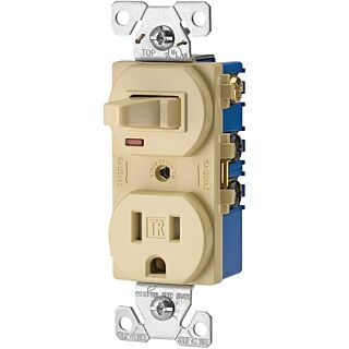 EATON TR274V Combination Switch, 120/125 V, 1-Pole, #14 to 12 AWG, Back, Side Wiring