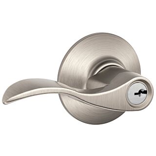 Schlage Accent F51A V ACC 619 Entry Lever Lockset, Keyed Different Key, 2 Grade, Brass, Satin Nickel