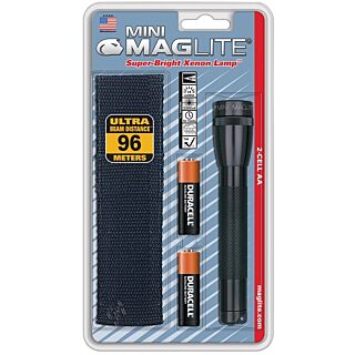 MagLite M2A01H Flashlight, 3 VDC, Xenon Lamp, Alkaline Battery, Black