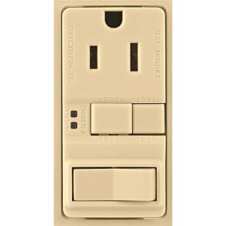 Eaton Wiring Devices SGFS15V-MSP GFCI Receptacle and Switch, 15 A, 2-Pole, 5-15R, Ivory