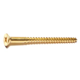 MIDWEST #12 x 3 in. Brass Phillips Flat Head Wood Screws, 15 Count