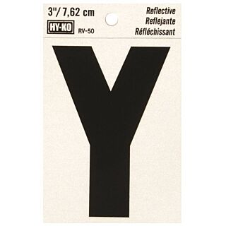 HY-KO RV-50/Y Reflective Letter, Character Y, 3 in H Character, Black Character