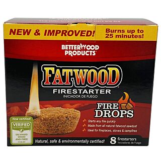 BetterWood Products Fatwood Firestarter Firedrops, 8 Count
