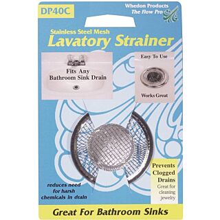 Whedon Lavatory Strainer with Ring, 2-1/4 in Dia., Stainless Steel, For: Lavatory Sink Drains