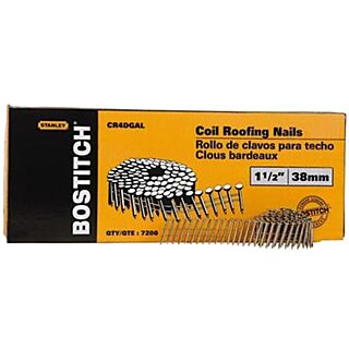 Bostitch CR4DGAL Roofing Nail, 1-1/2 in L, 11 ga, 7,200 Count