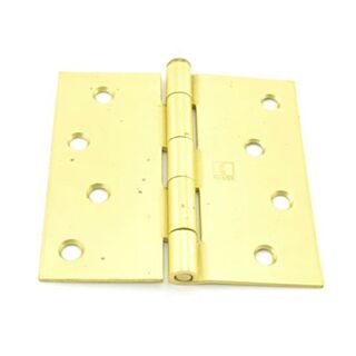Hager, 4 in. x 4 in. Plain Bearing Mortise Door Hinge with Square Corners, Removable Pin, (US4) Satin Brass, Pair
