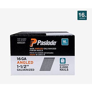 Paslode Collated Finish Nails, 16 Gauge Angled, 1-1/2 in., Galvanized, 2,000 Count