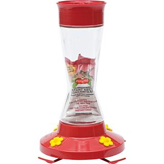 Perky-Pet 210PB Hummingbird Feeder, Pinch Waist, 4 Ports/Ways, Glass/Plastic, Red