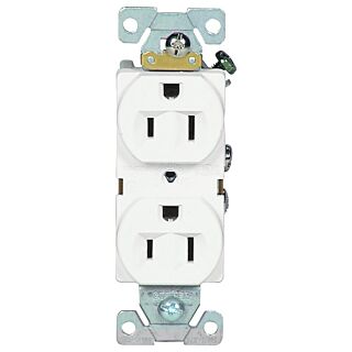 Eaton Wiring Devices BR15W Duplex Receptacle, 15 A, 2-Pole, 5-15R, White