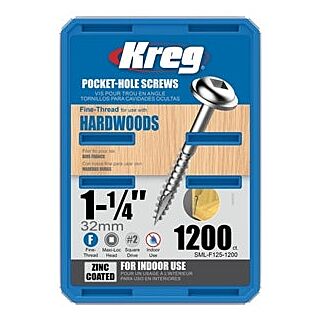 Kreg 1-1/4 in. Self-Tapping Pocket-Hole Screw, Fine Thread, 1200 Count