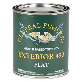 General Finishes®, Water-Based Exterior 450 Clear Topcoat, Flat, Quart