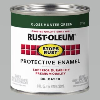 Rust-Oleum® Stops Rust®, Gloss Protective Enamel, Hunter Green, Oil-Based, Half Pint
