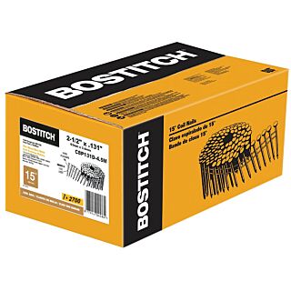 Bostitch Collated 2-1/2 in. x 0.131, 15 degree Ring Shank Framing Nail,  Steel, 2,700 Count