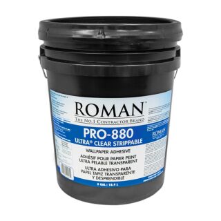 Roman PRO-880 Ultra Clear Universal Wallcovering Adhesive, 5 Gallon