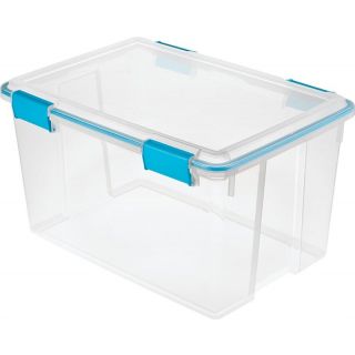 Sterilite 19344304 Gasket Box, 54 qt Capacity, Plastic, Blue Aquarium/Clear