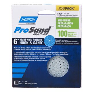 Norton 6 in. ProSand Hook & Sand Random Orbital Discs, Multi Hole, 10 Pack