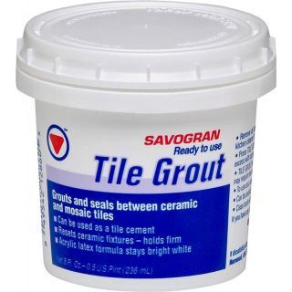 SAVOGRAN Tile Grout, Paste, Mild Ammonia, Bright White, 0.5 pint