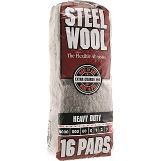 Homax 106607-06 Steel Wool Pad, #4 Grit, Extra Coarse, Gray