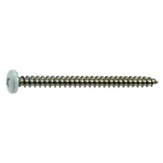 MIDWEST #10 x 2-1/2 in. White Painted 18-8 Stainless Steel Phillips Pan Head Sheet Meta and Shutter l Screws, 12 Count