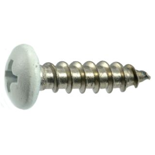 MIDWEST #10 x ¾ in. White Painted 18-8 Stainless Steel Phillips Pan Head Sheet Metal Screws, 30 Count