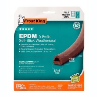 Frost King EPDM Rubber Weatherseal, D-Section, 17 ft., White