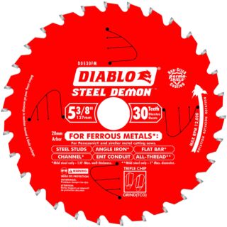 Diablo 5-3/8 in. x 30 Tooth Steel Demon Metal Cutting Saw Blade (20mm Arbor)