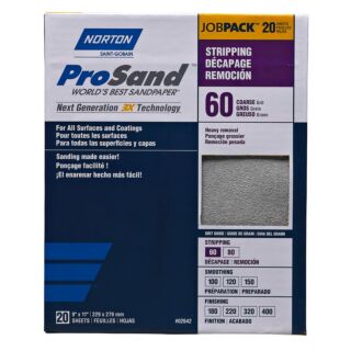 Norton 9 in. x 11 in. ProSand Sanding Sheets 60 Grit, 20 Pack