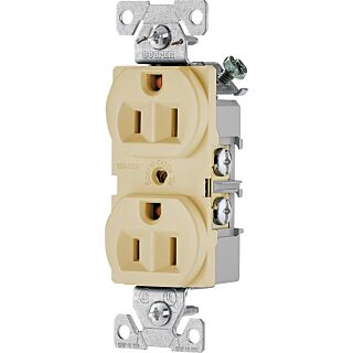 Eaton Wiring Devices BR15V Duplex Receptacle, 15 A, 2-Pole, 5-15R, Ivory