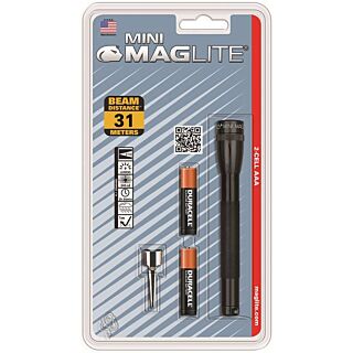 MagLite M3A016 Flashlight, Incandescent Lamp, Alkaline Battery, Black