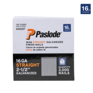Paslode Collated Finish Nails, 16 Gauge Straight, 2-1/2 in., Galvanized, 2,000 Count