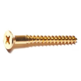 MIDWEST #12 x 2in. Brass Phillips Flat Head Wood Screws, 20 Count