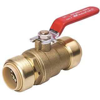 B&K Ball Valve, 1/2 in Connection, Push-Fit, 200 psi Pressure, Manual Actuator, Brass Body