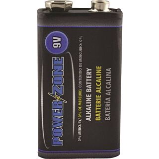 Powerzone 6LR61-1P-DB Alkaline Battery, 9 V Battery, 9 V Battery