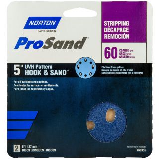 Norton 5 in. ProSand Hook & Sand Discs UVH Pattern 60 Grit, 2 Pack