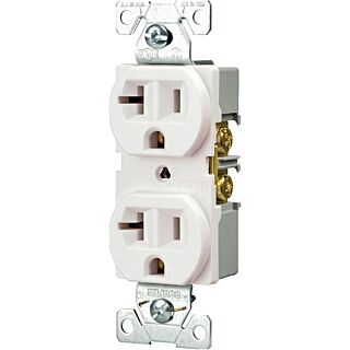 Eaton Wiring Devices BR20W Duplex Receptacle, 20 A, 2-Pole, 5-20R, White