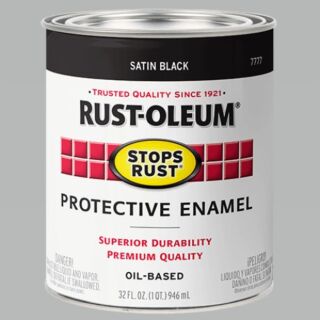 Rust-Oleum® Stops Rust®, Satin Protective Enamel, Black, Oil-Based, Quart